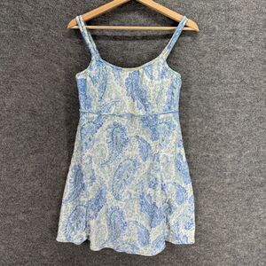 Island Pearls Swimdress Women 10 Blue Paisley Sheath Midi Push Up Sleeveless